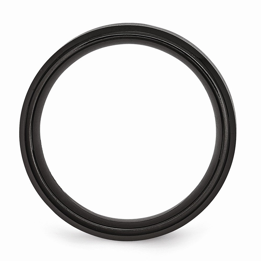 Striped Wedding Band in Black IP-Plated Stainless Steel, 8mm