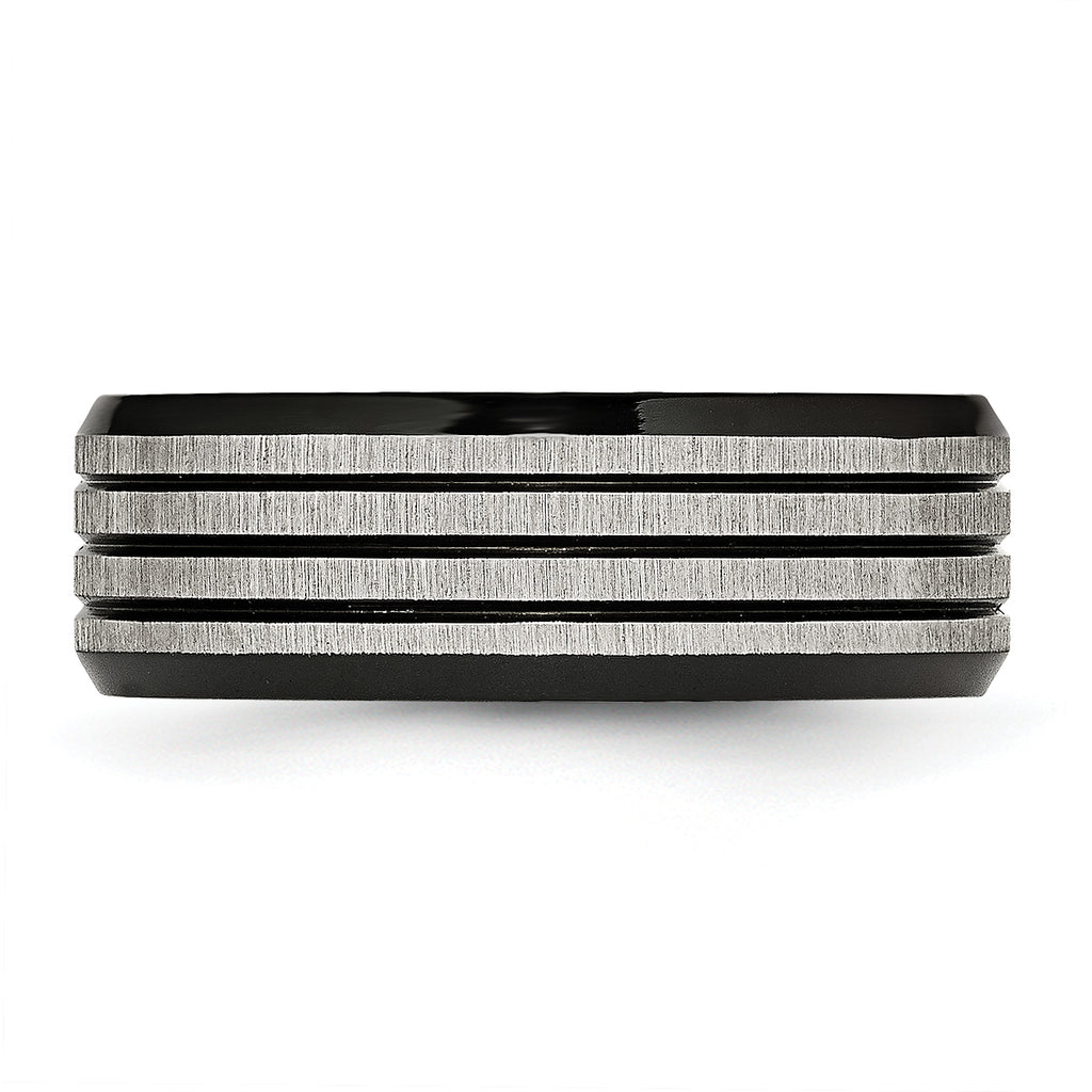 Striped Wedding Band in Stainless Steel, 8mm
