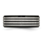 Striped Wedding Band in Stainless Steel, 8mm
