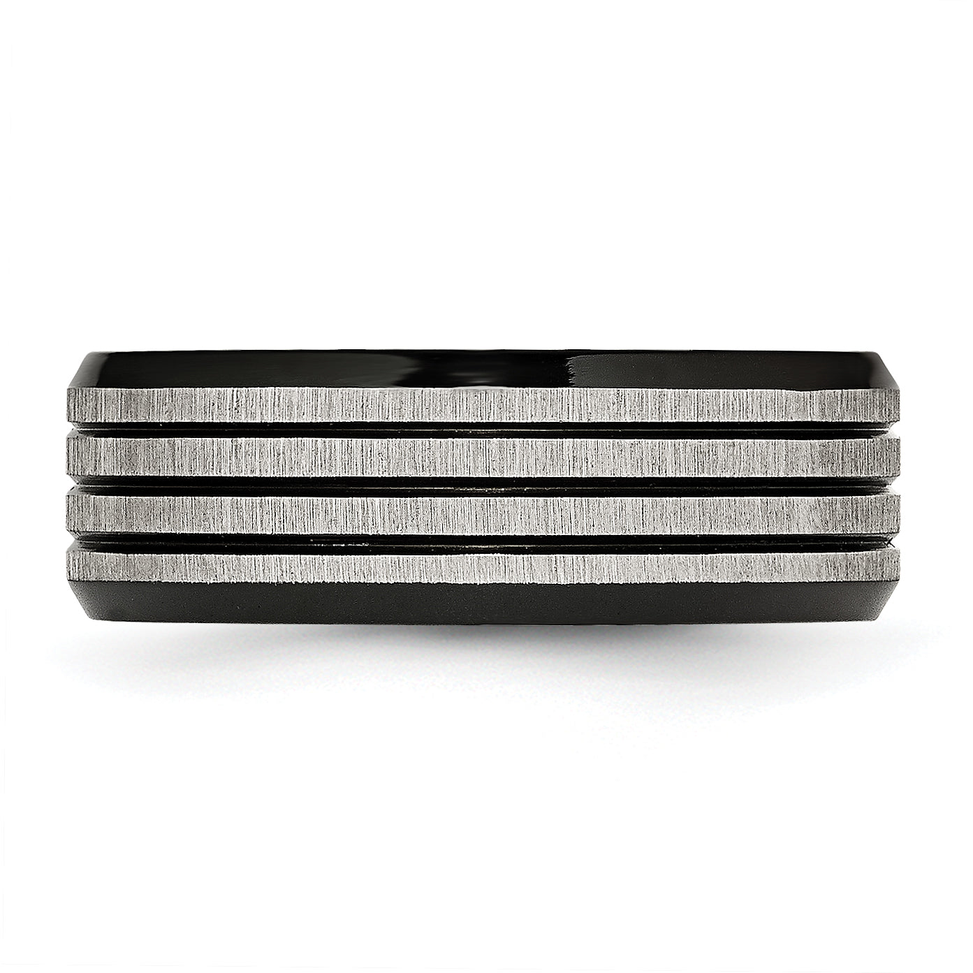Striped Wedding Band in Stainless Steel, 8mm