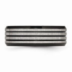 Striped Wedding Band in Black IP-Plated Stainless Steel, 8mm