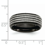 Striped Wedding Band in Stainless Steel, 8mm