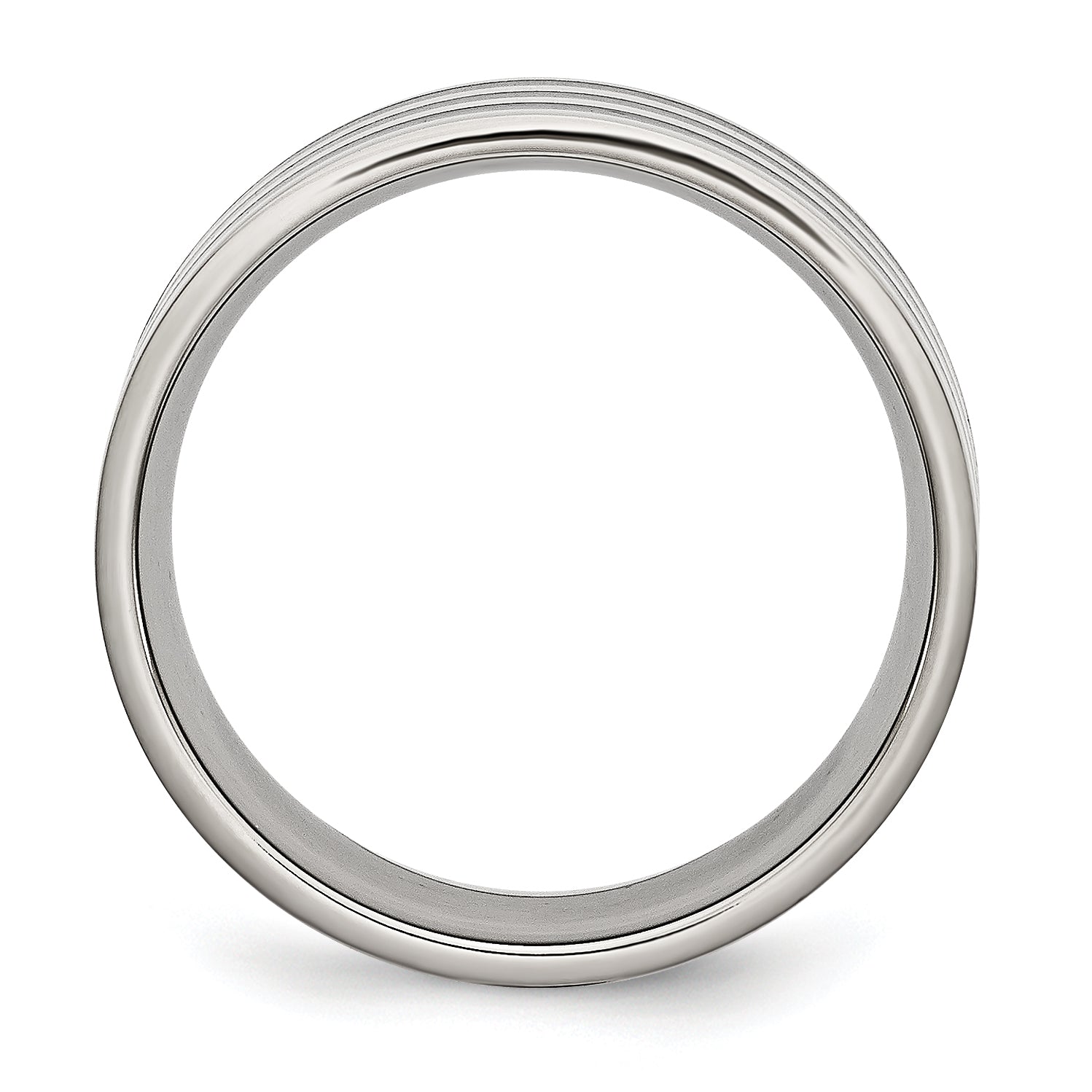 Stainless Steel 8mm Black IP-plated Striped Polished Band Secondary image