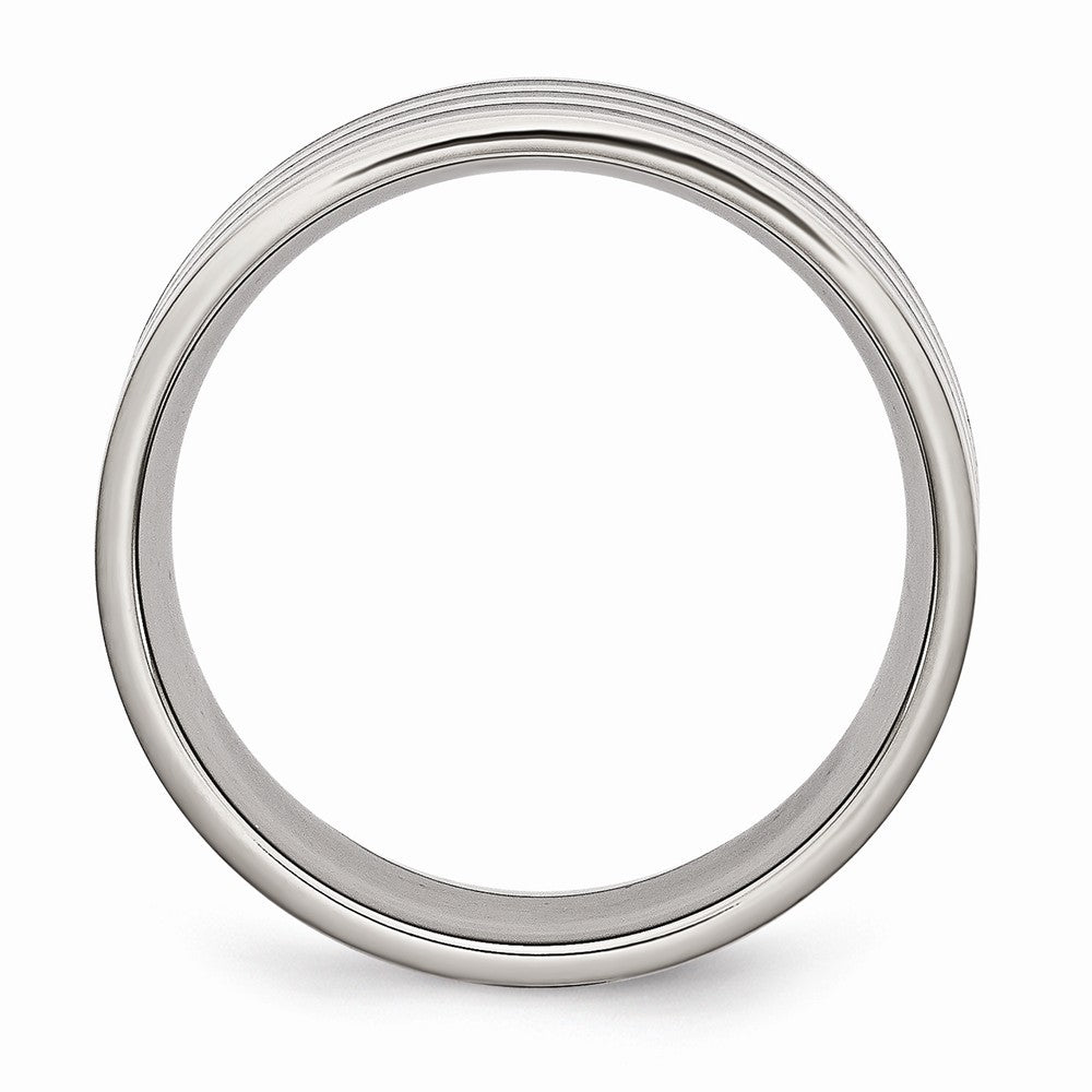 Black IP-Plated Striped Wedding Band in Stainless Steel, 8mm