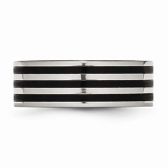 Sophia Jewelers Stainless Steel Wedding Band with Black IP Plating Engravable