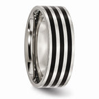 Black IP-Plated Striped Wedding Band in Stainless Steel, 8mm