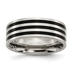 Sophia Jewelers Stainless Steel Wedding Band with Black IP Plating Engravable
