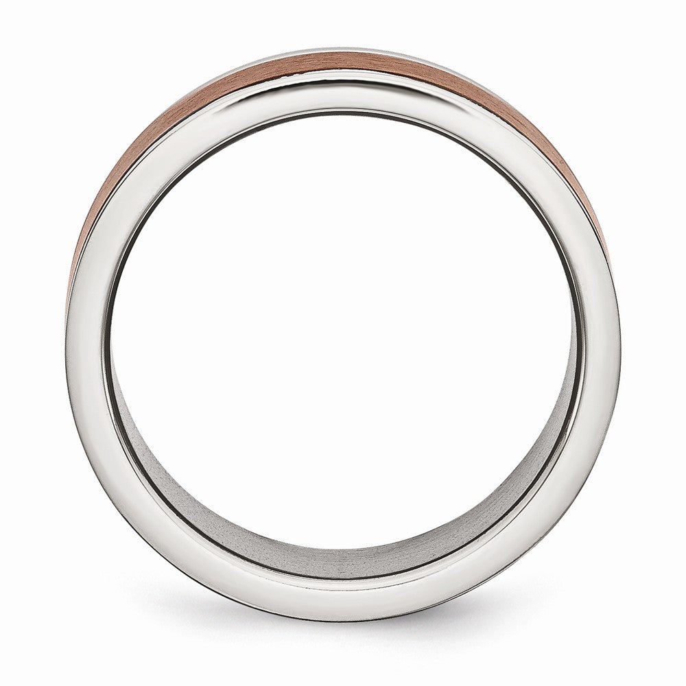 Stainless Steel Wedding Band with Brown IP-Plated Brushed Finish