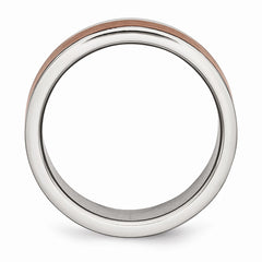 Stainless Steel Wedding Band with Brown IP-Plated Brushed Finish