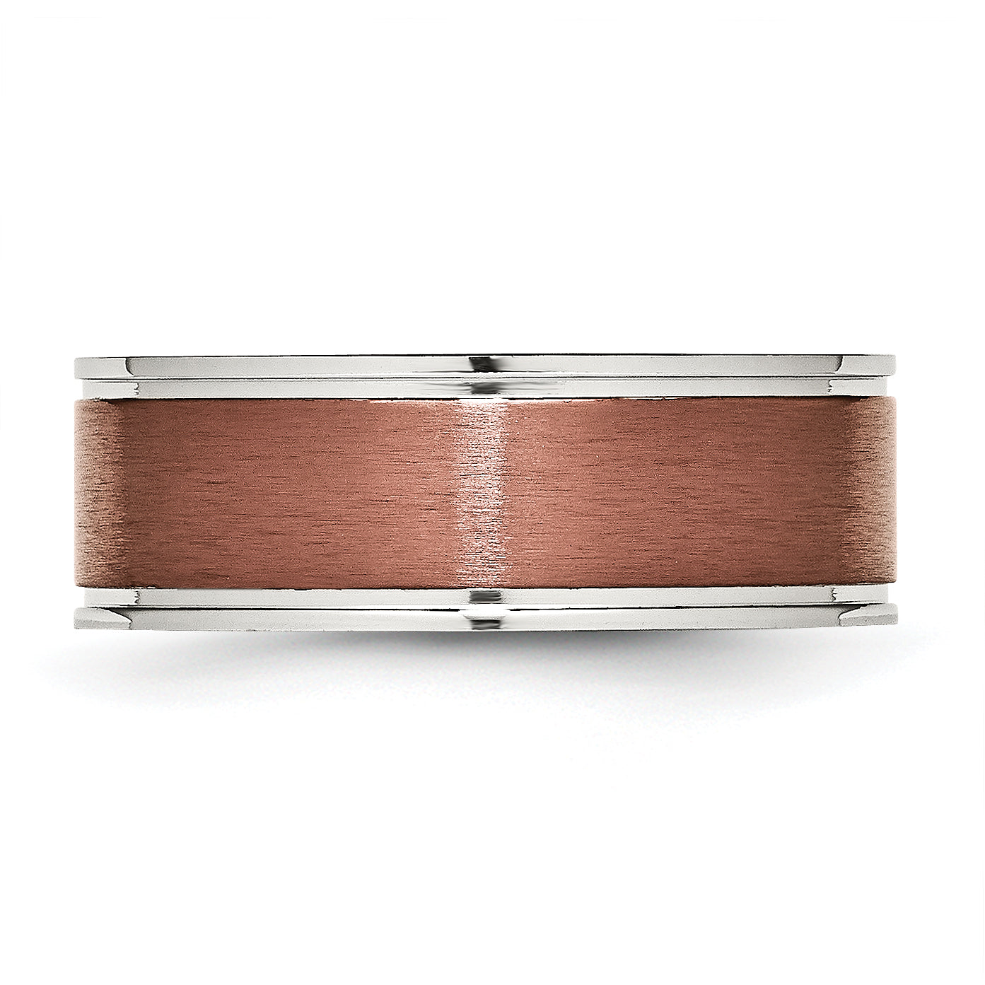 Stainless Steel Brushed and Polished Brown IP-plated 8mm Band