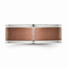 Stainless Steel Wedding Band with Brown IP-Plated Brushed Finish