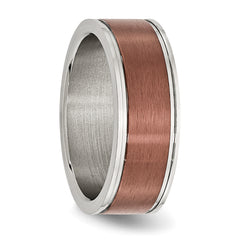 Stainless Steel Brushed and Polished Brown IP-plated 8mm Band