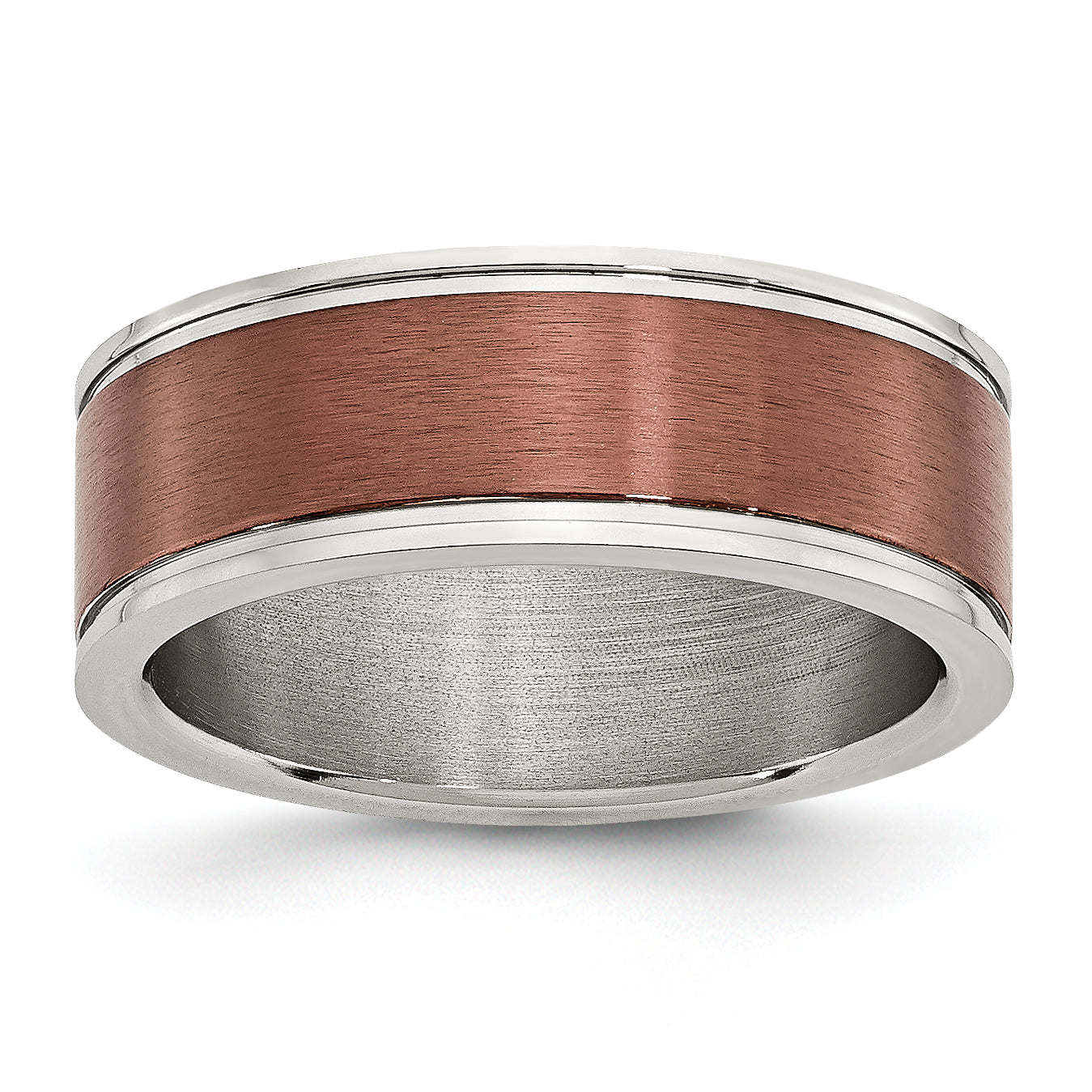 Stainless Steel Brushed and Polished Brown IP-plated 8mm Band