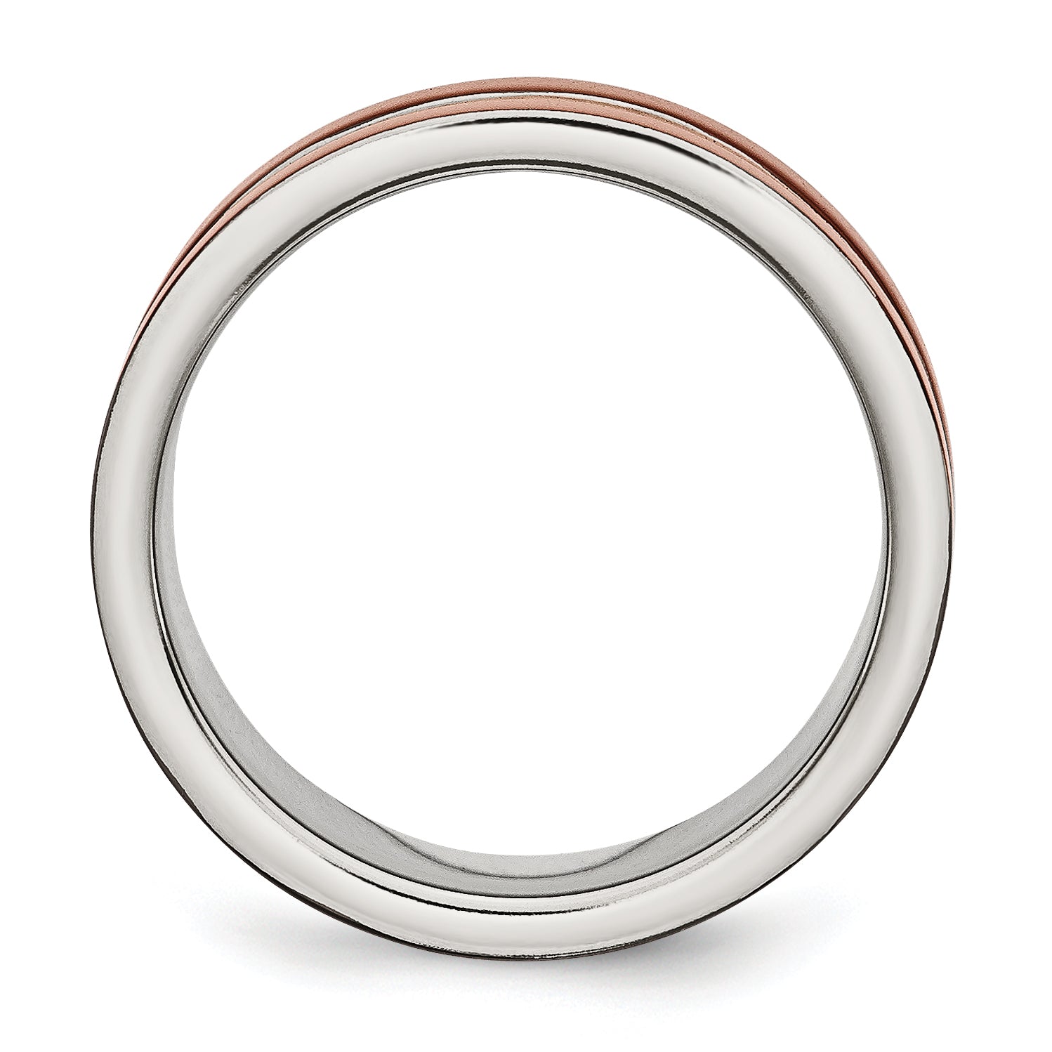 Stainless Steel 8mm Brown IP-plated Polished WithBrushed Center Band