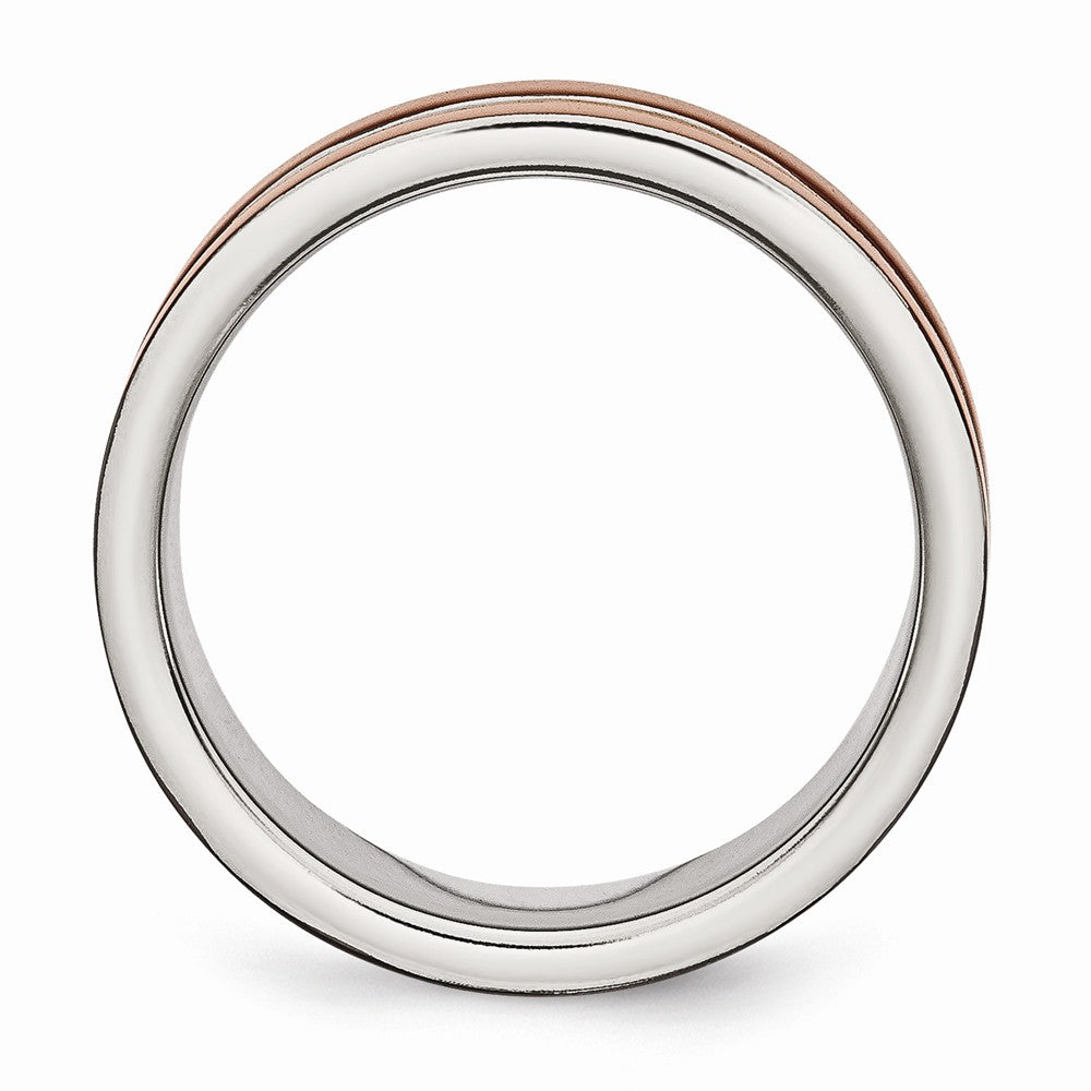 Stainless Steel Wedding Band with Brown IP-Plating and Engravable Brushed Center