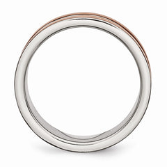 Stainless Steel Wedding Band with Brown IP-Plating and Engravable Brushed Center