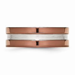 Stainless Steel Wedding Band with Brown IP-Plating and Engravable Brushed Center