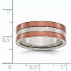 Stainless Steel 8mm Brown IP-plated Polished WithBrushed Center Band
