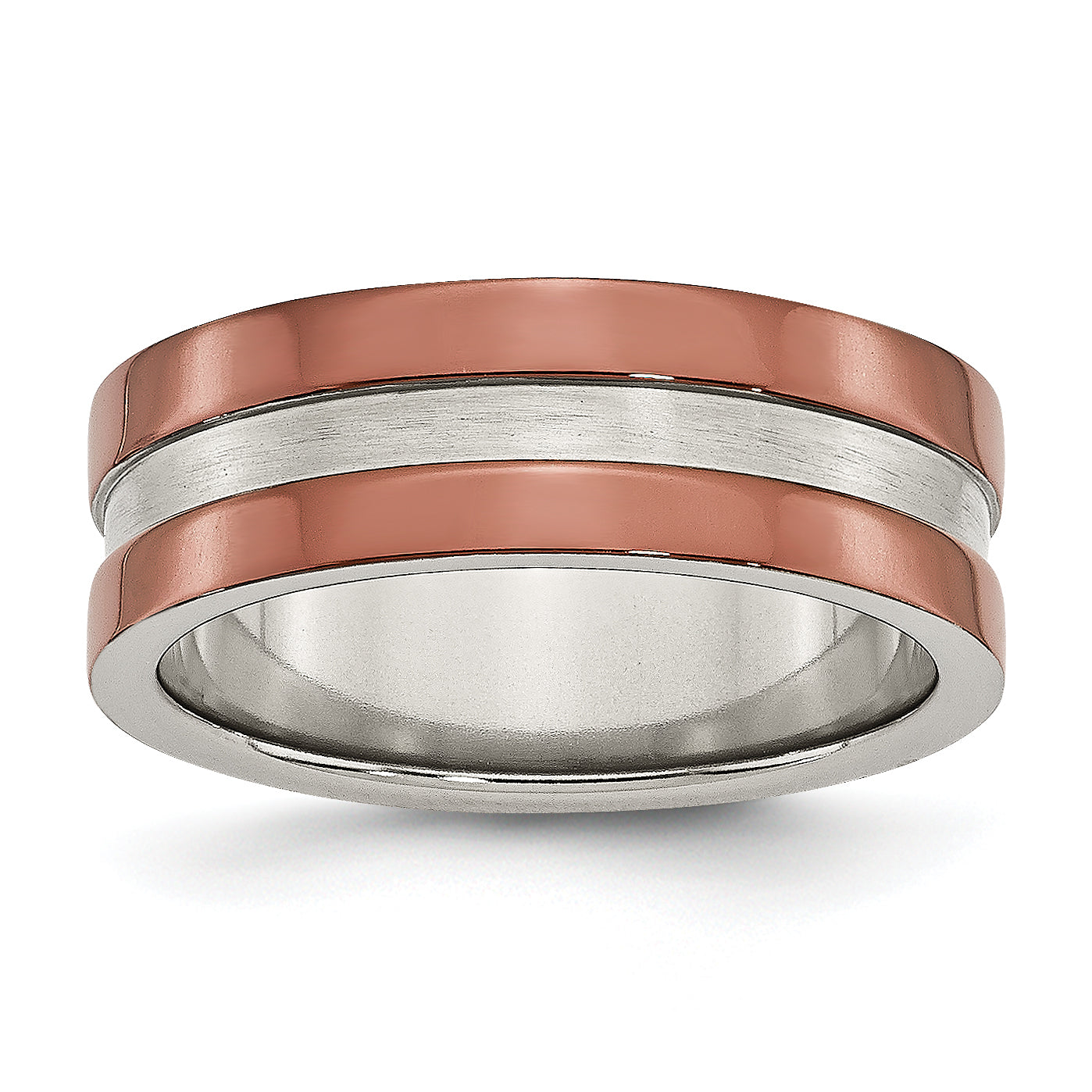 Stainless Steel 8mm Brown IP-plated Polished WithBrushed Center Band Main image