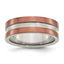 Stainless Steel Wedding Band with Brown IP-Plating and Engravable Brushed Center