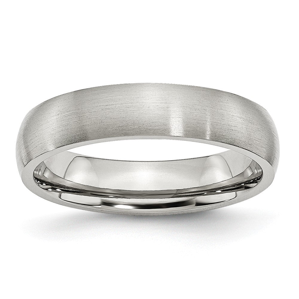 Brushed Comfort-Fit Wedding Band in Stainless Steel, 5mm Main image