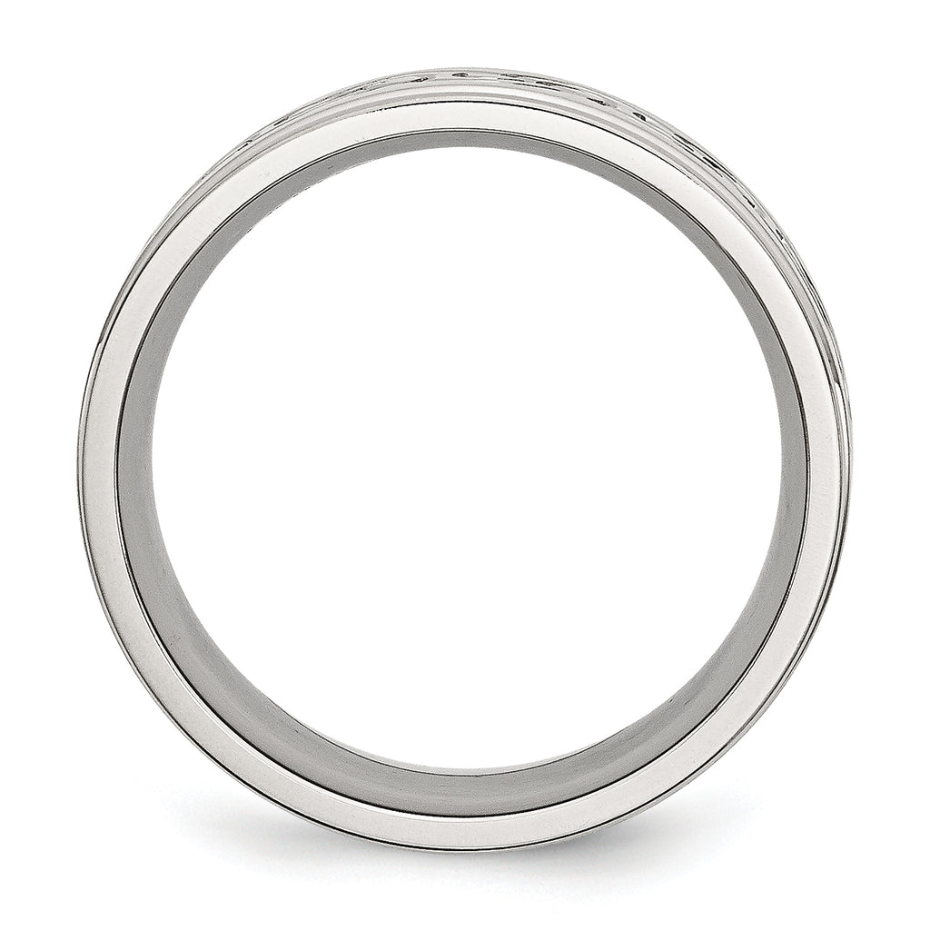 Scroll Design Comfort-Fit Wedding Band in Stainless Steel, 9mm