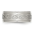Scroll Design Comfort-Fit Wedding Band in Stainless Steel, 9mm