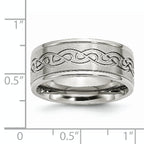 Scroll Design Comfort-Fit Wedding Band in Stainless Steel, 9mm