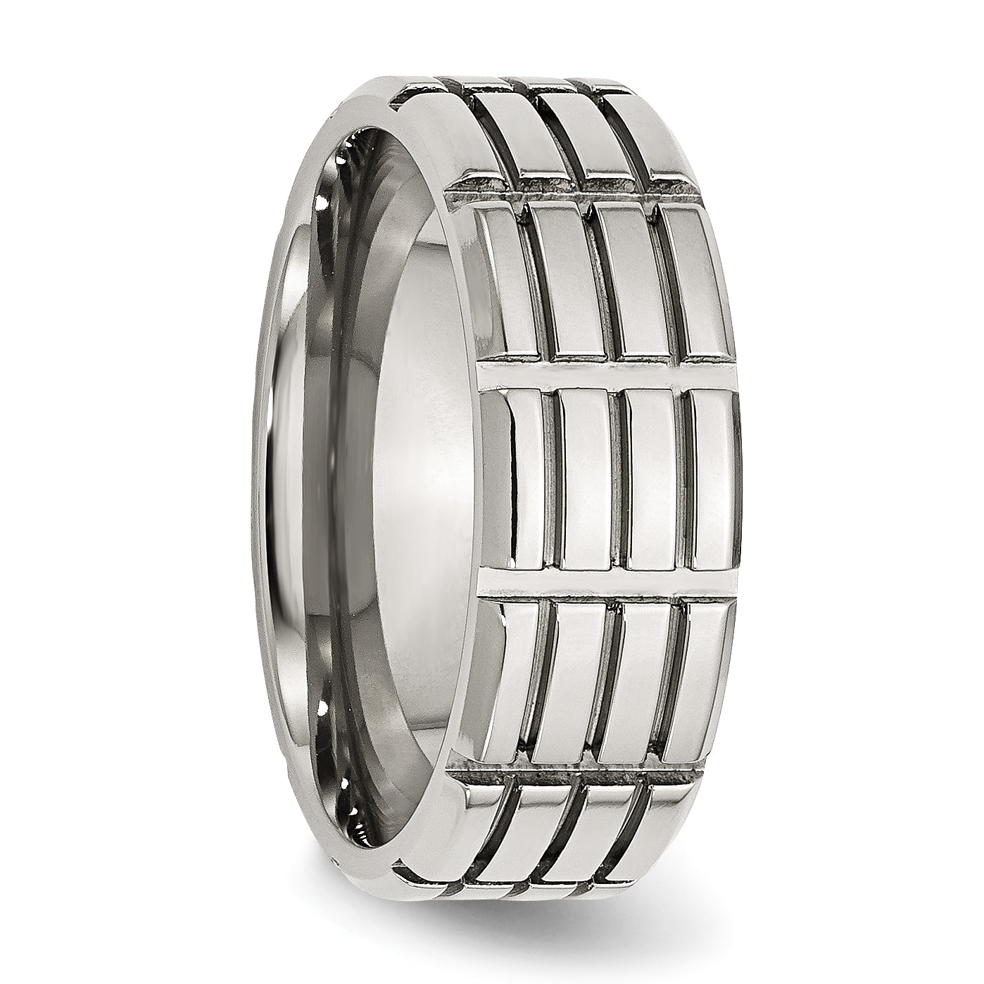 Stainless Steel Polished 8mm Grooved Band