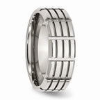 Grooved Wedding Band in Stainless Steel, 8mm
