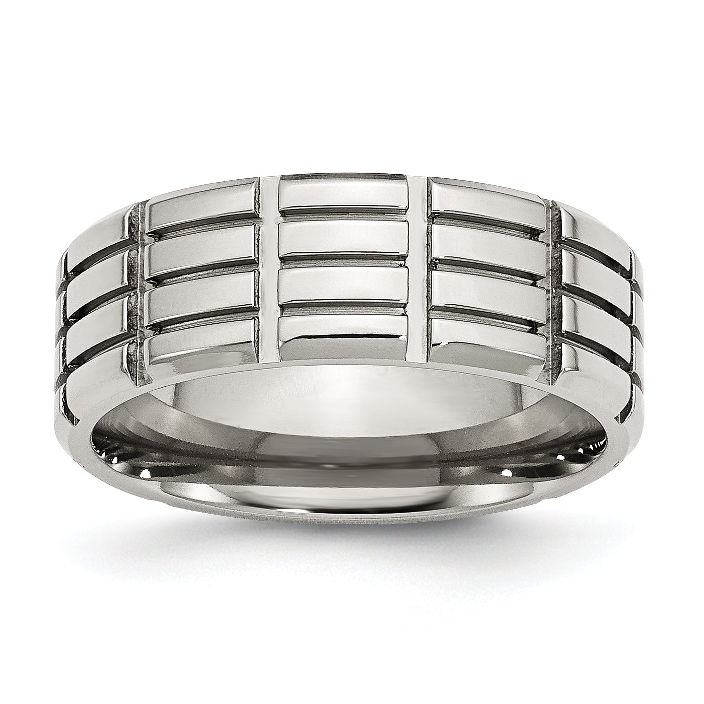 Stainless Steel Polished 8mm Grooved Band Main image