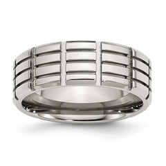 Stainless Steel Polished Engravable 8mm Wedding Band by Sophia Jewelers