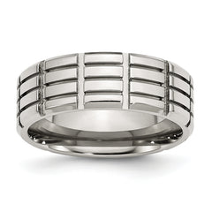 Stainless Steel Polished 8mm Grooved Band