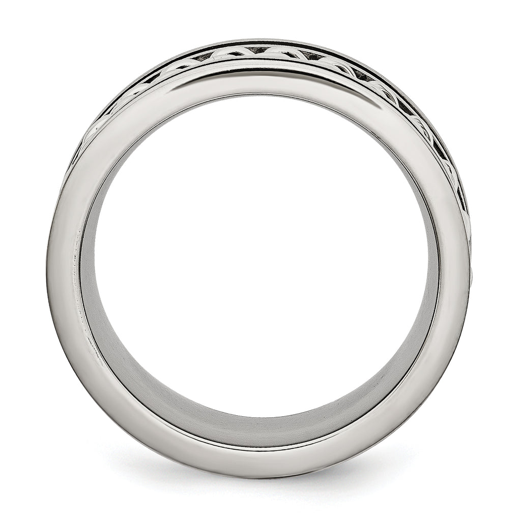 Chain Inlay Wedding Band in Stainless Steel, 10mm