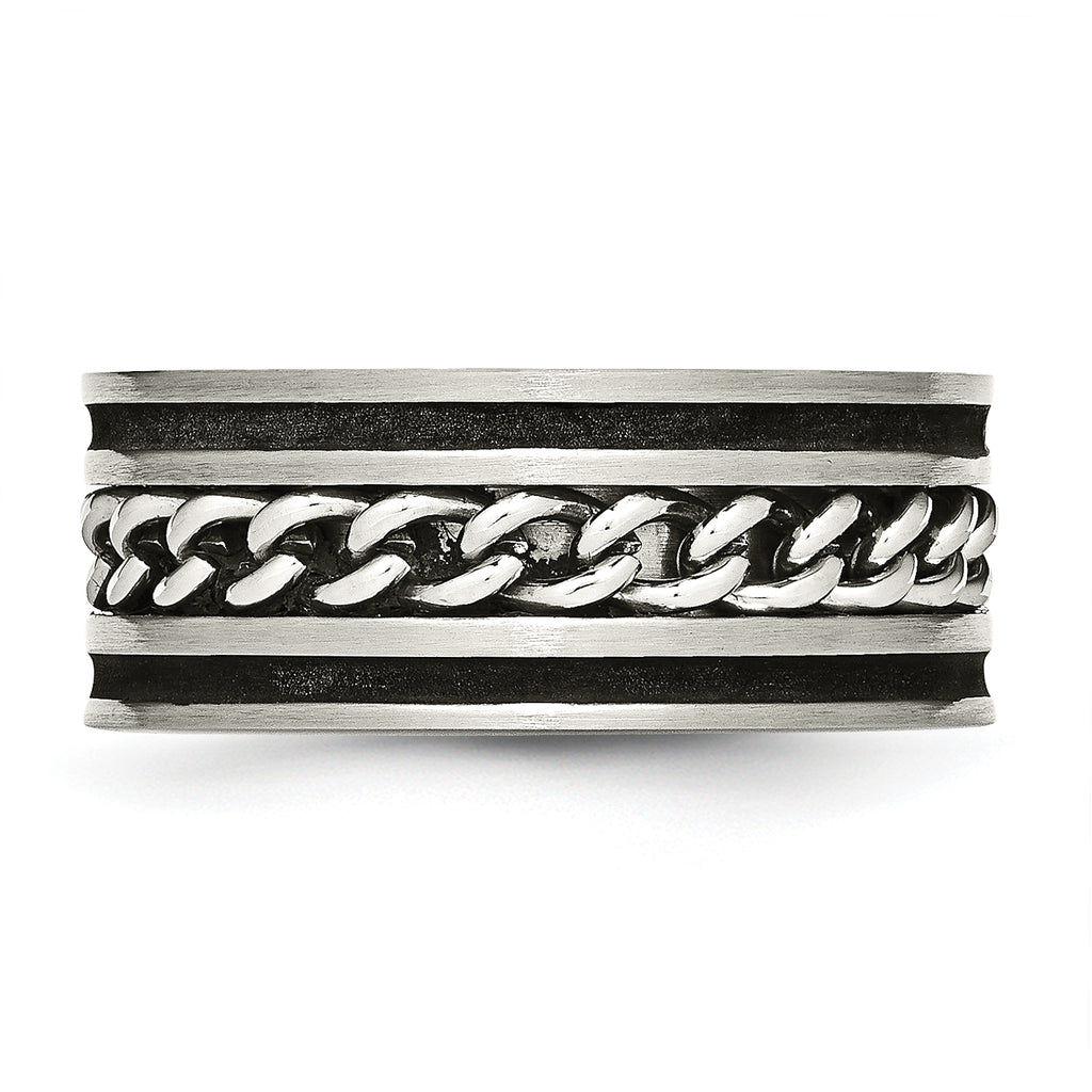 Chain Inlay Wedding Band in Stainless Steel, 10mm