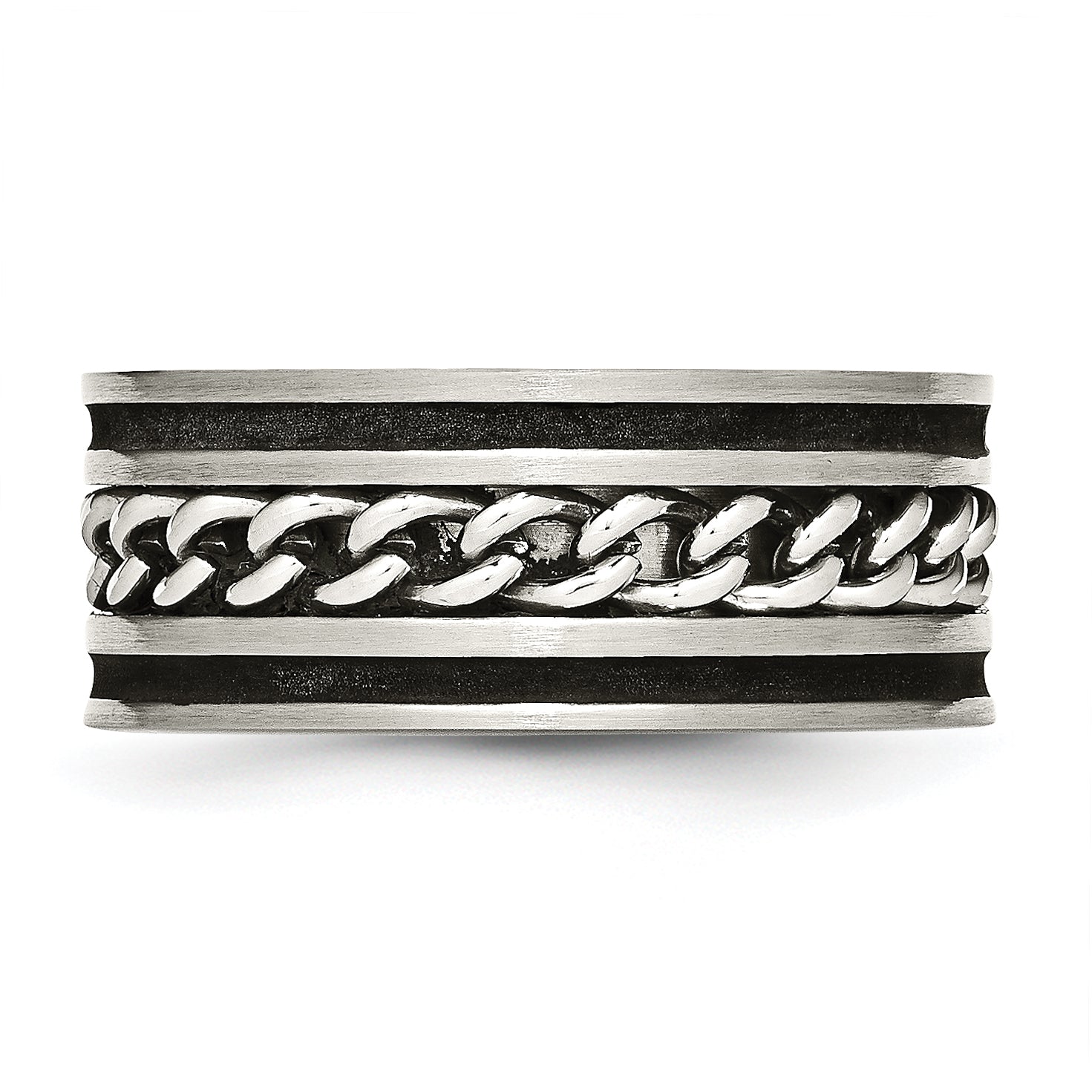 Chain Inlay Wedding Band in Stainless Steel, 10mm