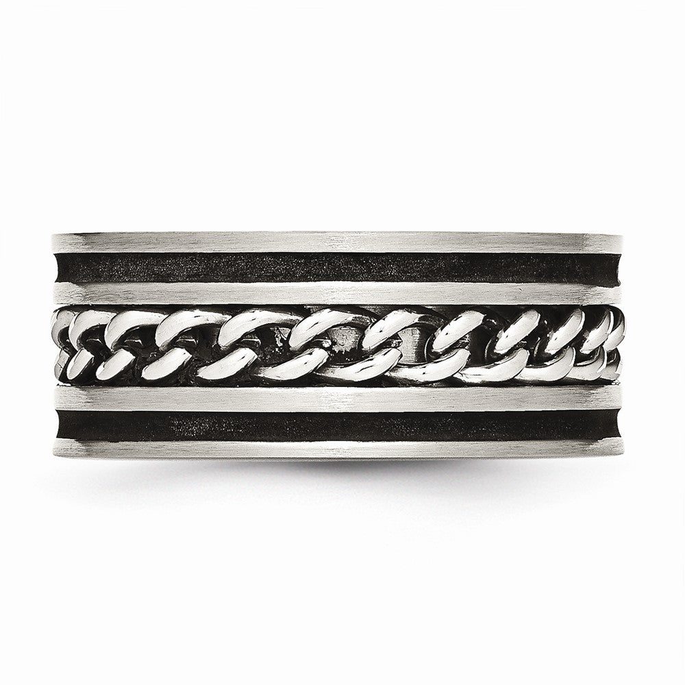 Chain Inlay Wedding Band in Stainless Steel, 10mm