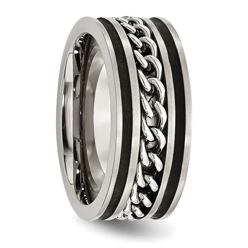 Chain Inlay Wedding Band in Stainless Steel, 10mm