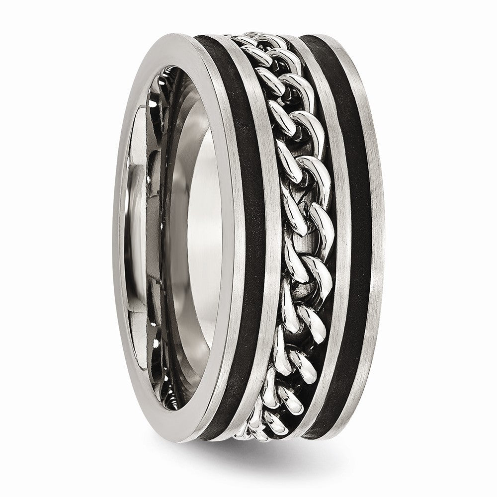 Chain Inlay Wedding Band in Stainless Steel, 10mm