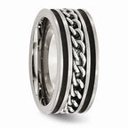 Chain Inlay Wedding Band in Stainless Steel, 10mm