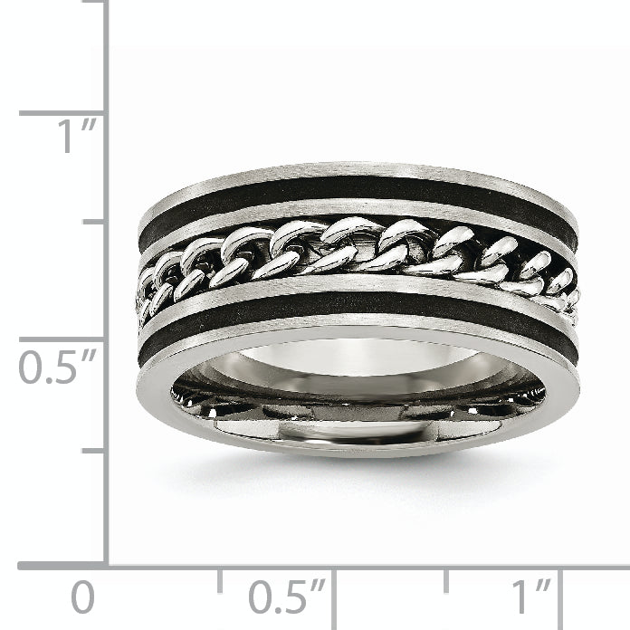 Chain Inlay Wedding Band in Stainless Steel, 10mm