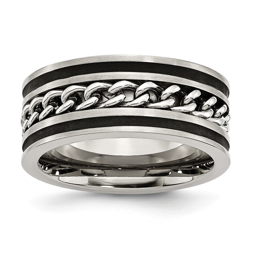 Chain Inlay Wedding Band in Stainless Steel, 10mm Main image