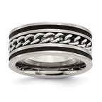 Chain Inlay Wedding Band in Stainless Steel, 10mm