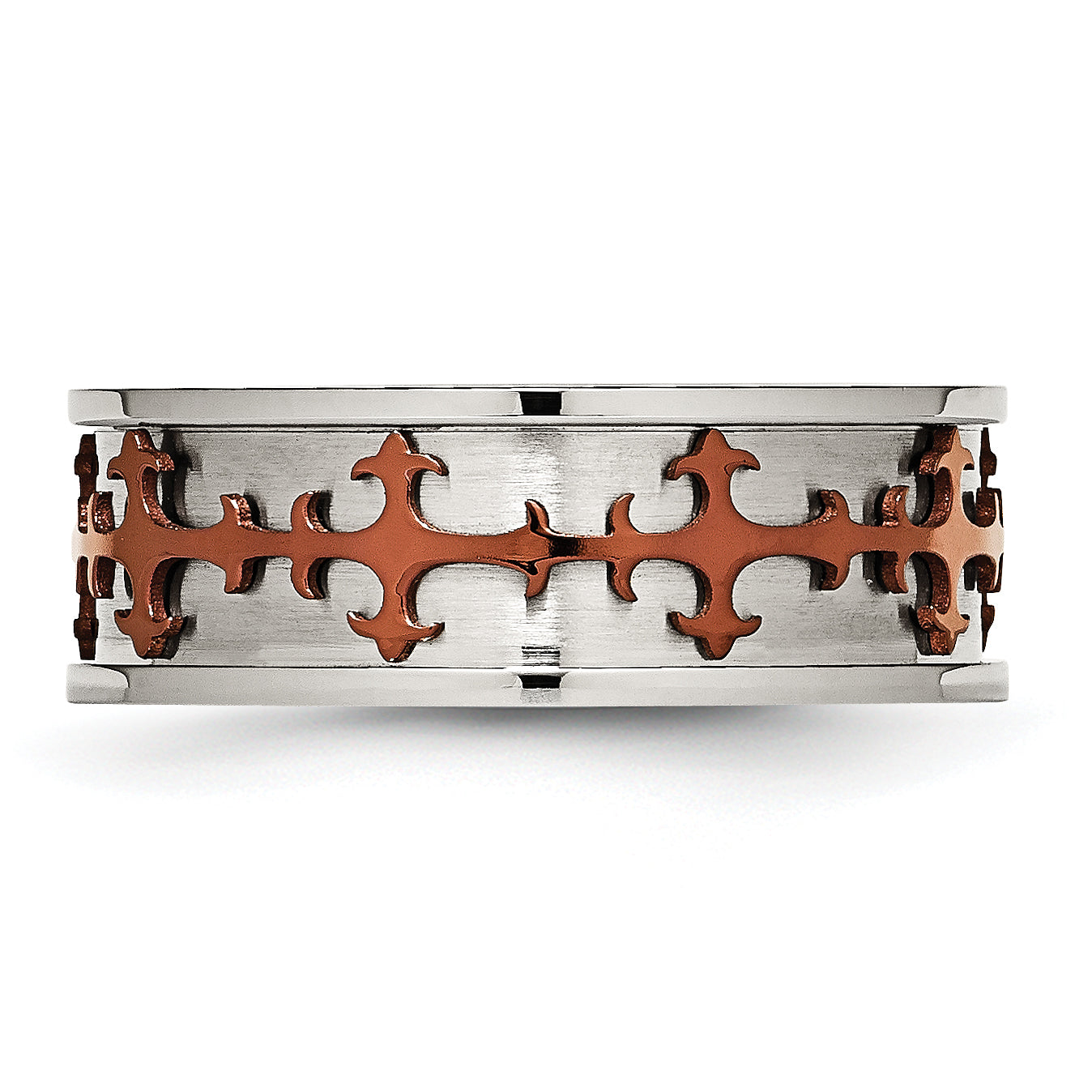 Crosses Ring in Stainless Steel with Brown IP Plating, 8mm
