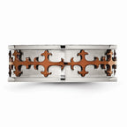 Crosses Ring in Stainless Steel with Brown IP Plating, 8mm