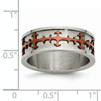 Crosses Ring in Stainless Steel with Brown IP Plating, 8mm