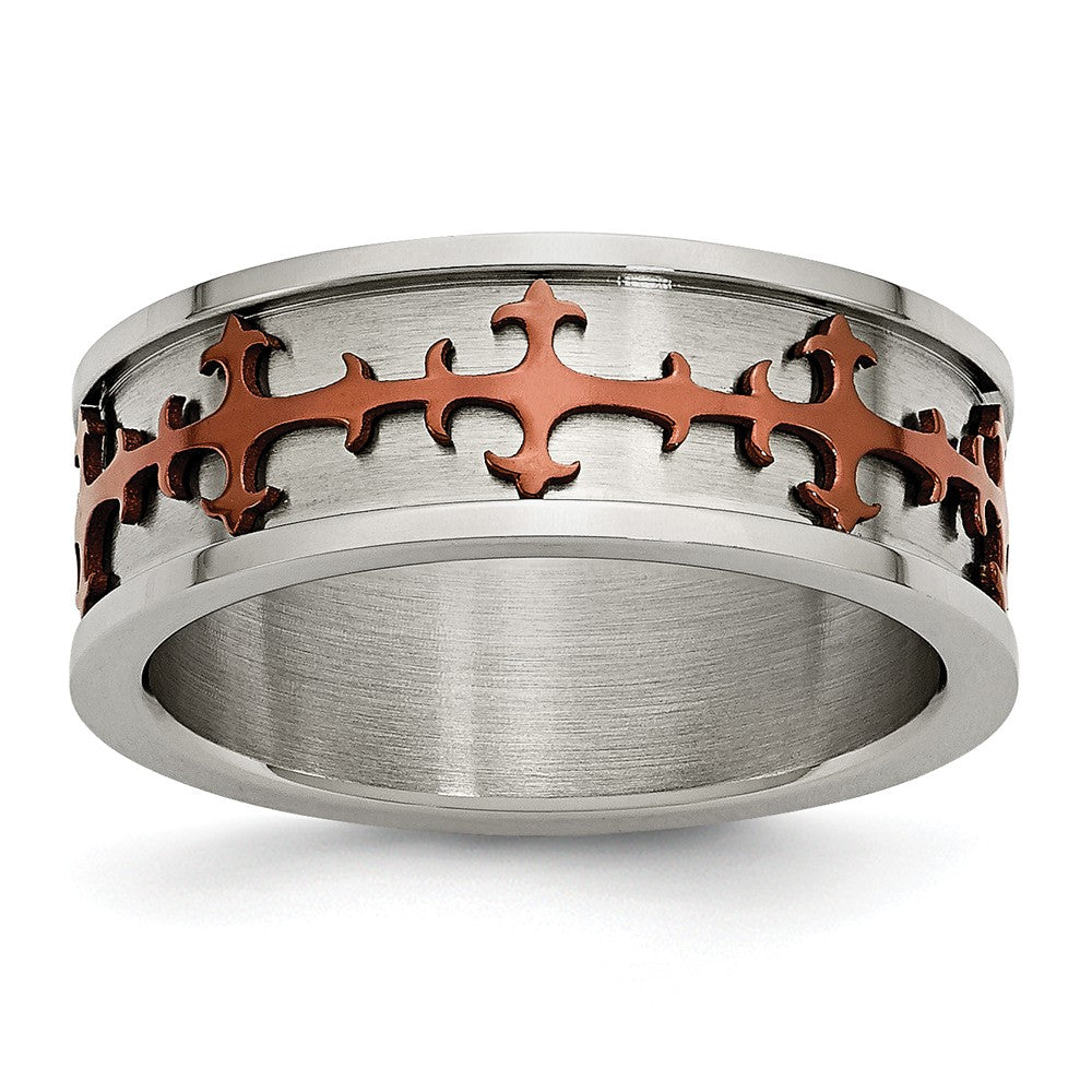 Crosses Ring in Stainless Steel with Brown IP Plating, 8mm