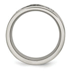 Brushed Wedding Band in Stainless Steel with Grey Cable Inlay, 10mm