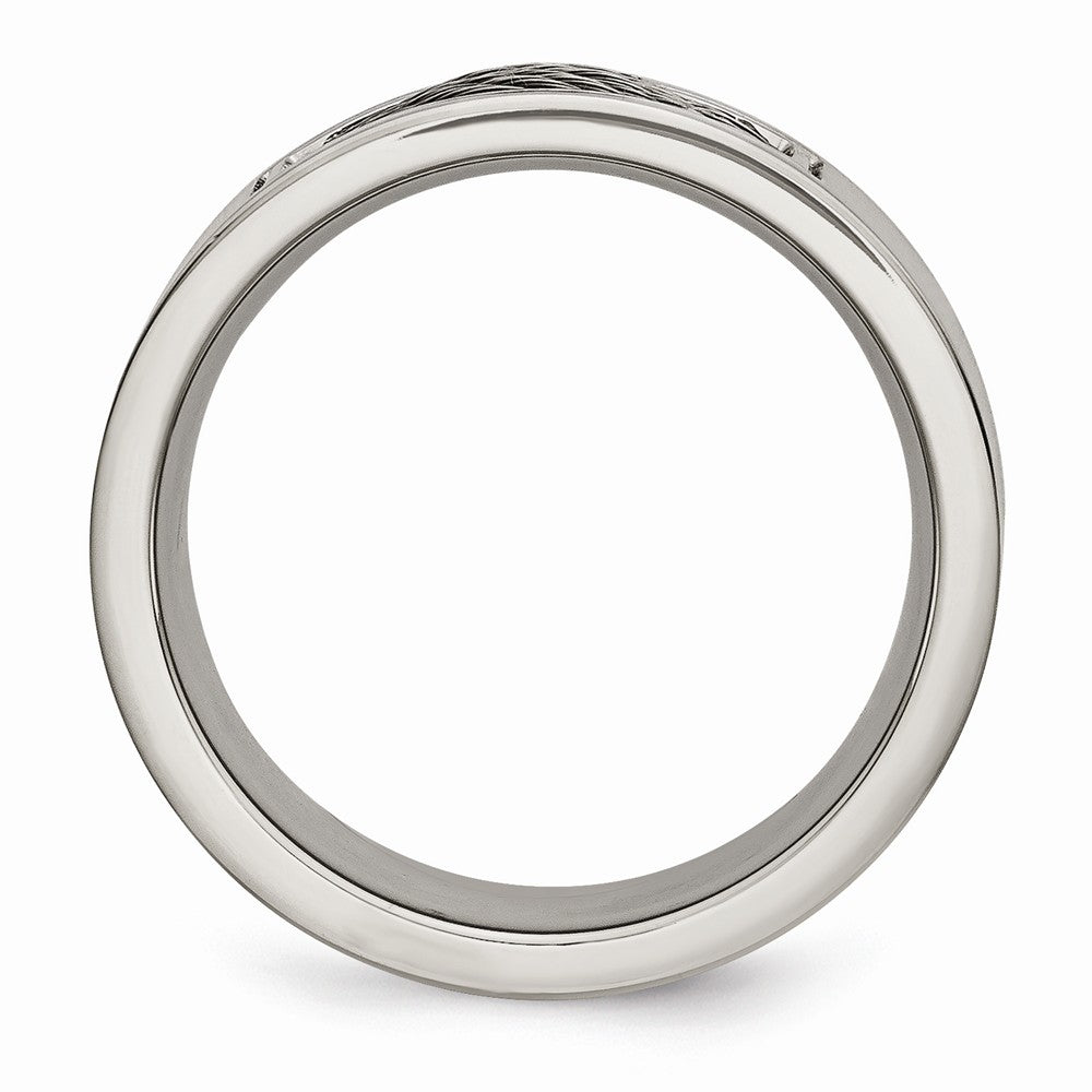 Men's Engravable Stainless Steel Ring with Polished and Brushed Finish
