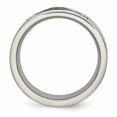 Men's Engravable Stainless Steel Ring with Polished and Brushed Finish